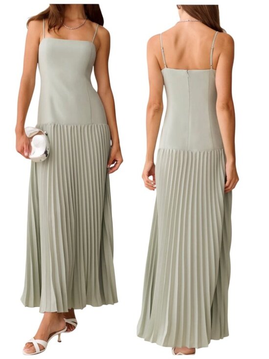 Kourt Dresses & Skirts - Kourt Zephyra Sage Green Pleated Maxi Dress NWT Size 0